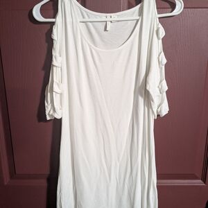 Cold-Shoulder White Women's Top